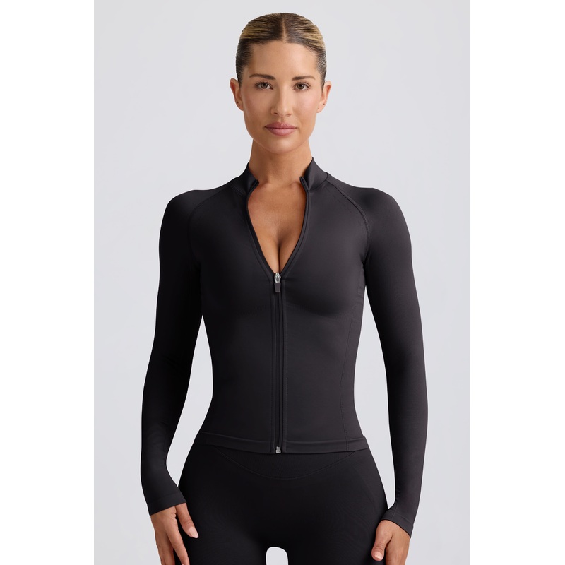 Define Luxe Zip-Up Jacket in Black