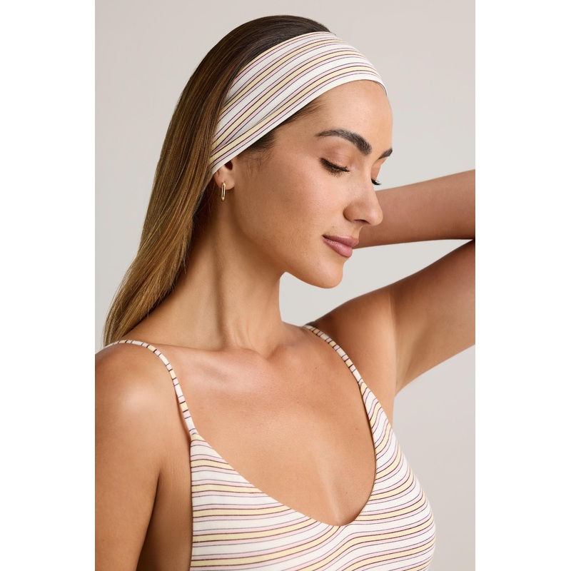Modal Ribbed Headband in Pink & Yellow Stripe