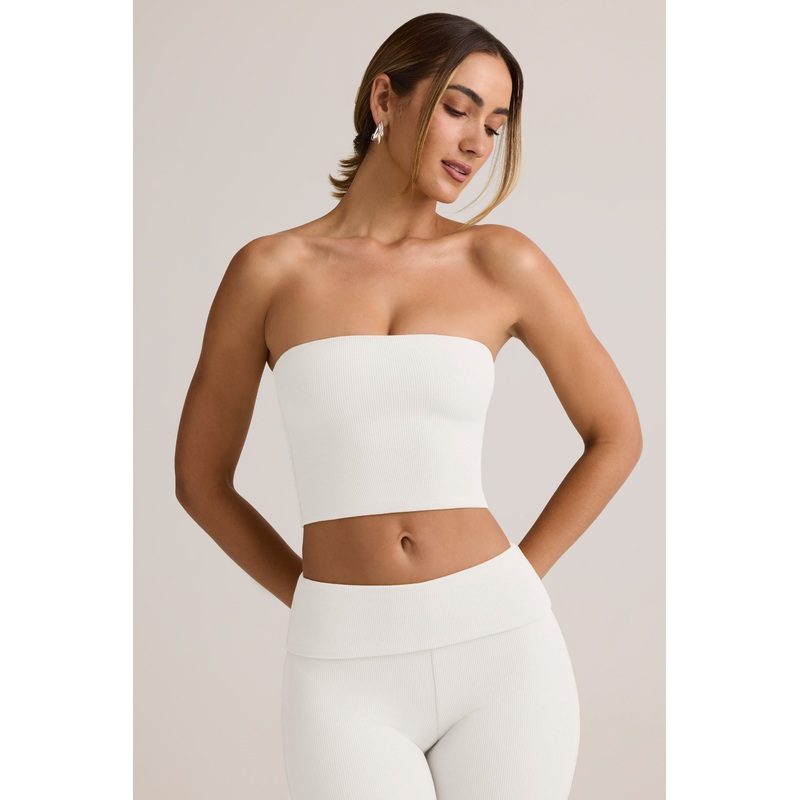 Modal Strapless Crop Top in White