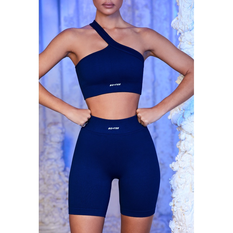 Ribbed Biker Shorts in Navy