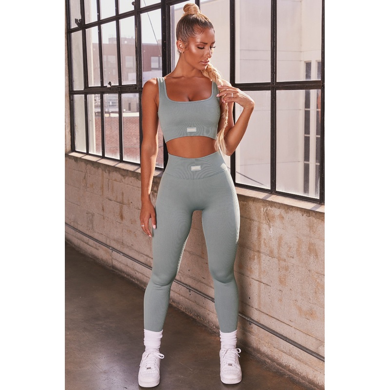 Ribbed Full Length Leggings in Teal