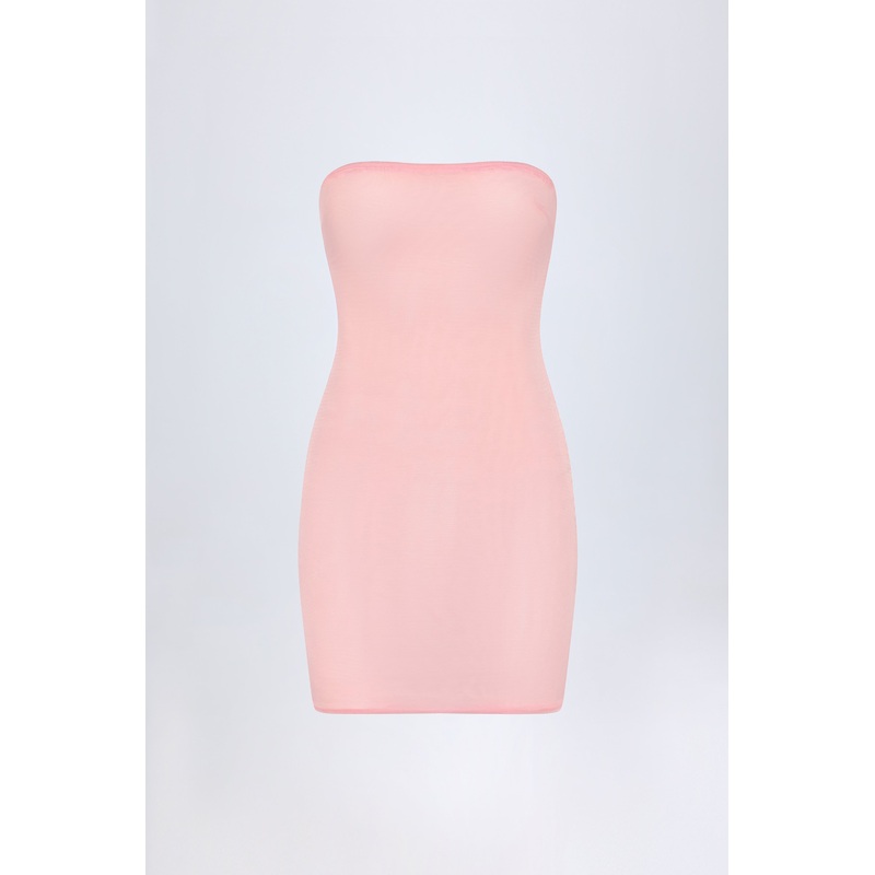 Soft Mesh Mini Slip Dress in Pink