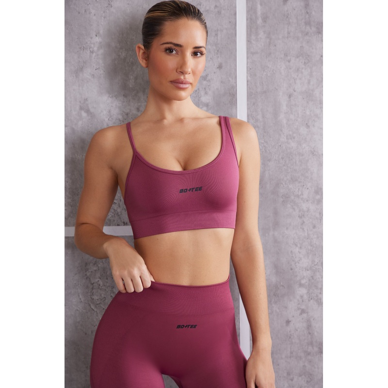 Asymmetric Sports Bra in Dark Rose