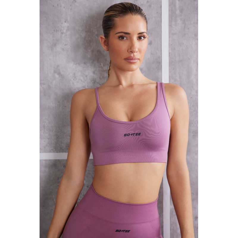 Asymmetric Sports Bra in Mauve