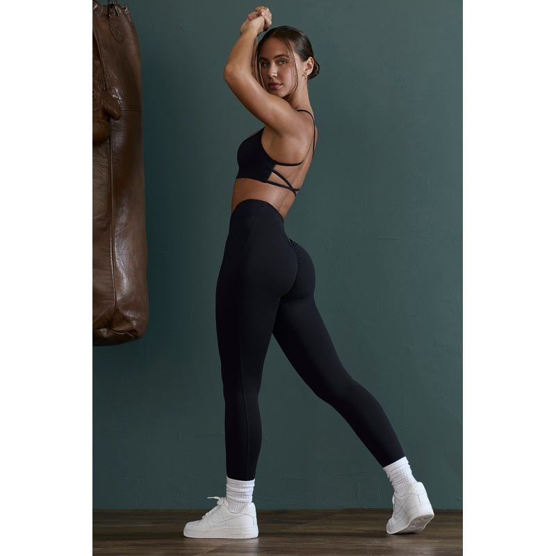 High Waist Wrap Over Leggings in Black