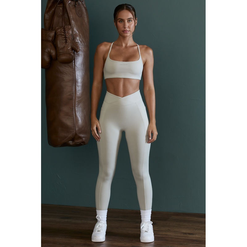 High Waist Wrap Over Leggings in Grey