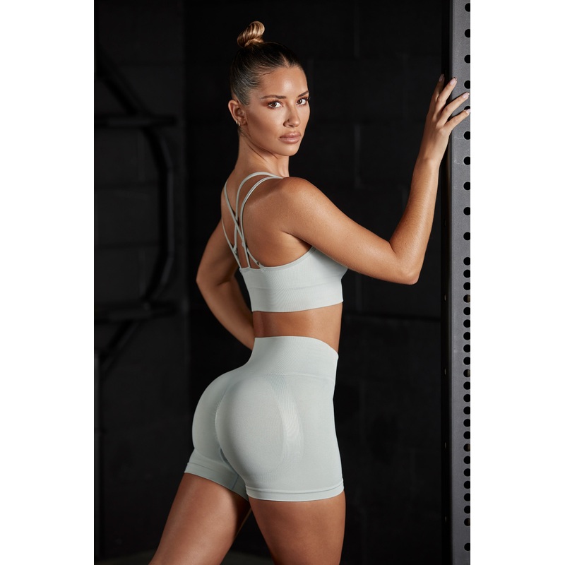 Seamless High Waist Mini Shorts in Grey