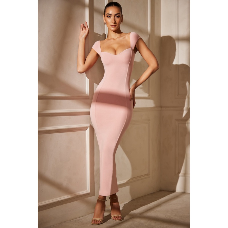 Sweetheart Neckline Maxi Dress in Pink