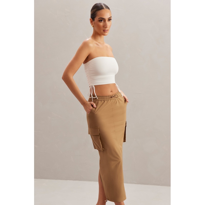 Cargo Maxi Skirt in Tan