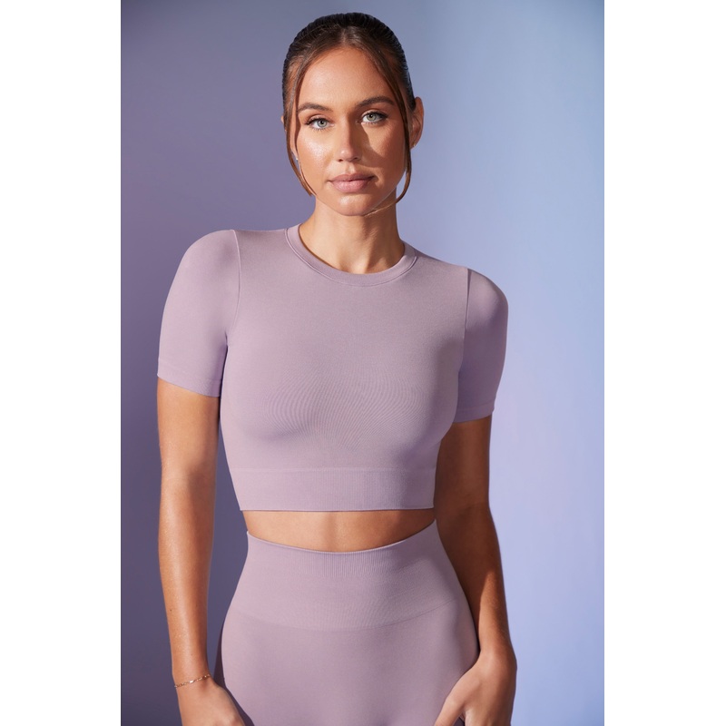 Define Luxe Baby Tee Crop Top in Dusty Lilac