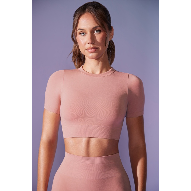 Define Luxe Baby Tee Crop Top in Dusty Mauve