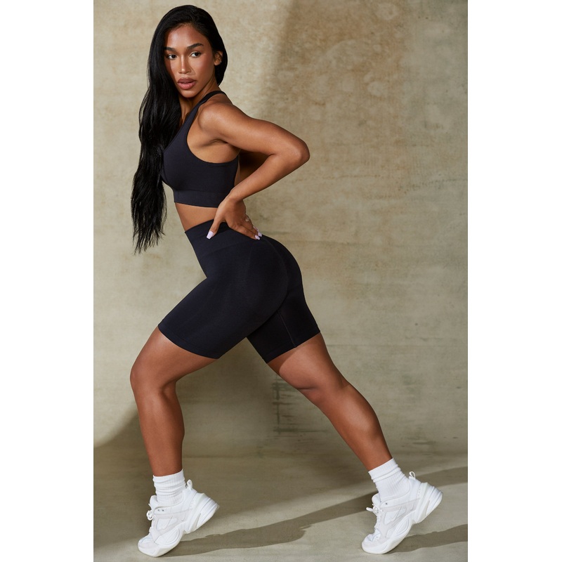 High Waist Define Luxe Biker Shorts in Black