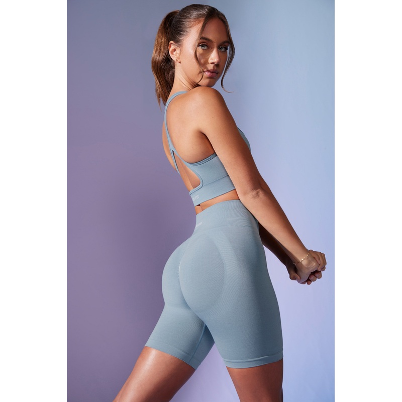 High Waist Define Luxe Biker Shorts in Denim Blue