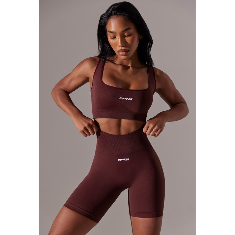 High Waist Super Sculpt Biker Shorts in Burgundy
