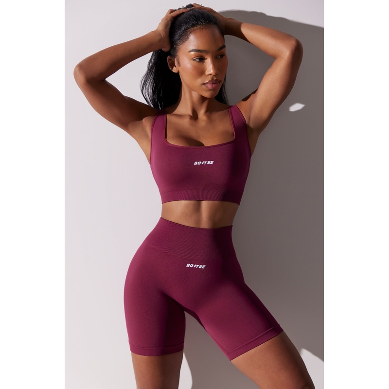 High Waist Super Sculpt Biker Shorts in Plum