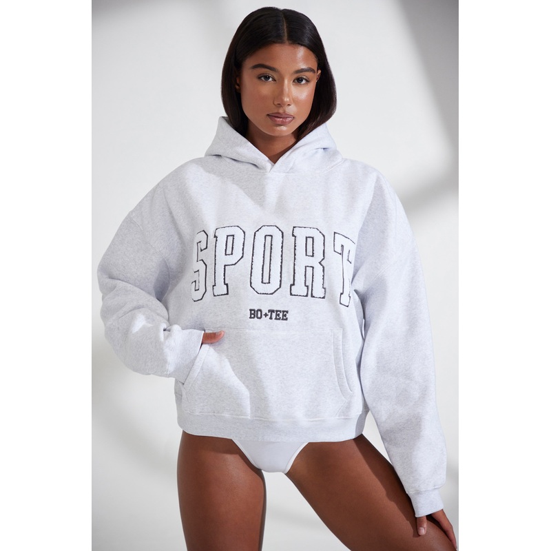 Oversized Hooded Sweatshirt in Heather Grey