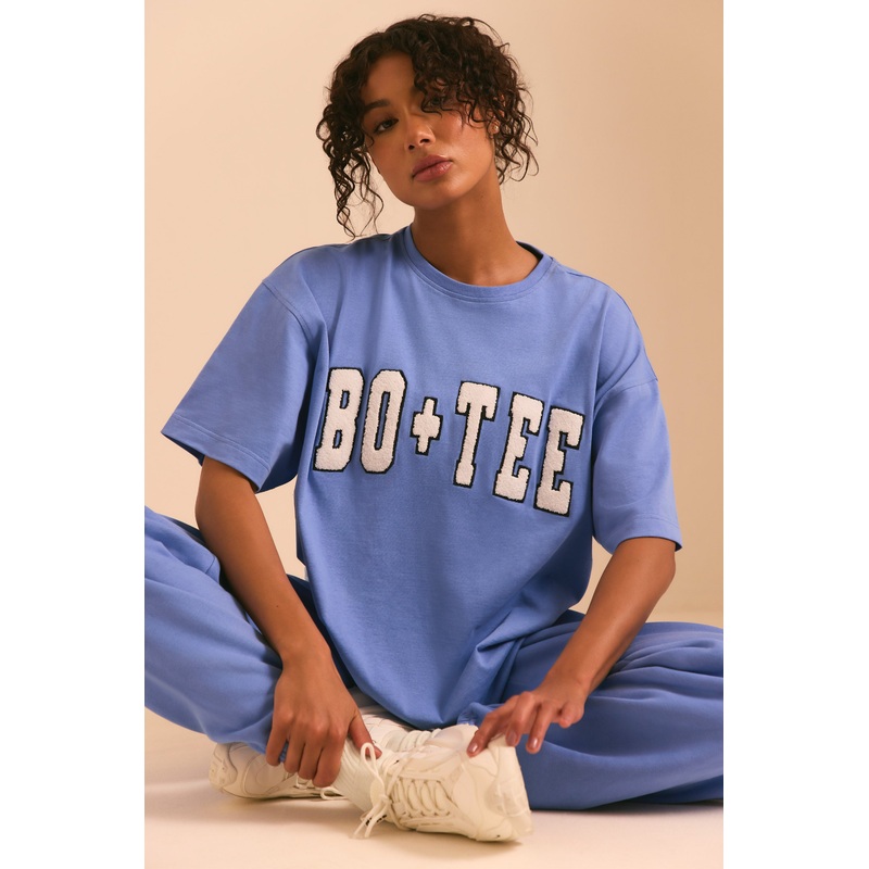 Oversized Short Sleeve T-Shirt in Cerulean Blue