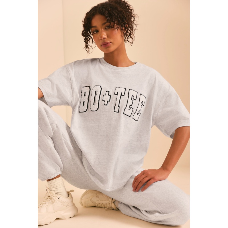 Oversized Short Sleeve T-Shirt in Heather Grey