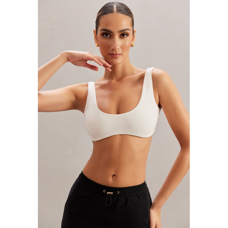 Plunge Neck Bralette in Ivory