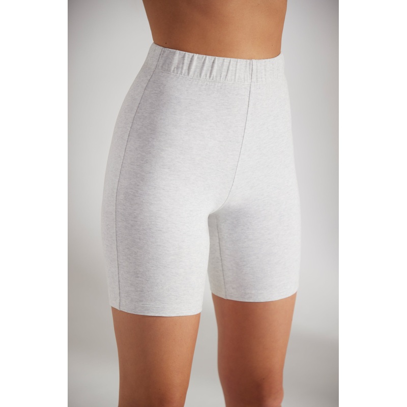 Soft Cotton Biker Shorts in Heather Grey