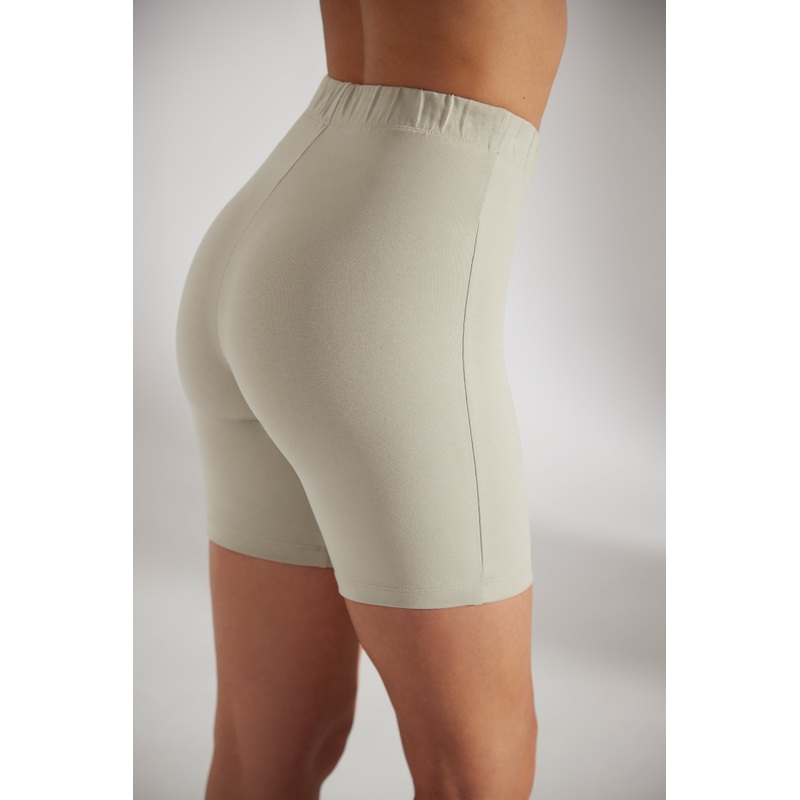 Soft Cotton Biker Shorts in Limestone
