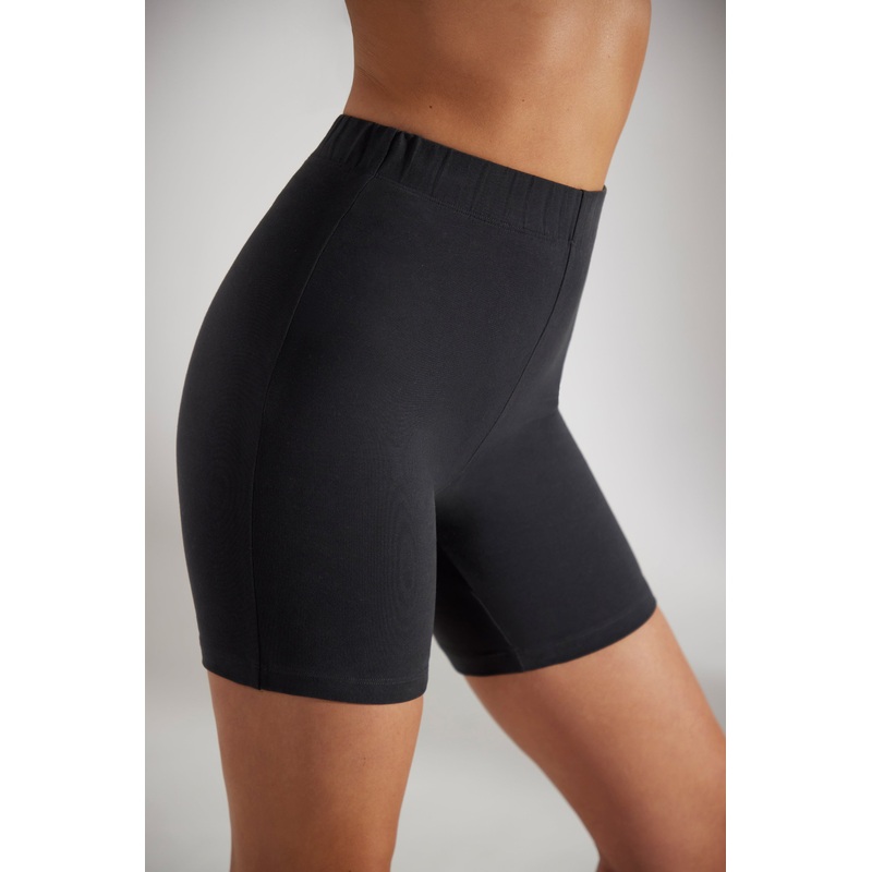 Soft Cotton Biker Shorts in Washed Black