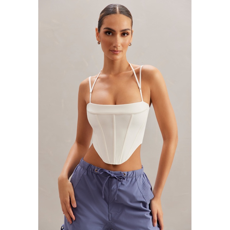 Square Neck Corset Top in Ivory