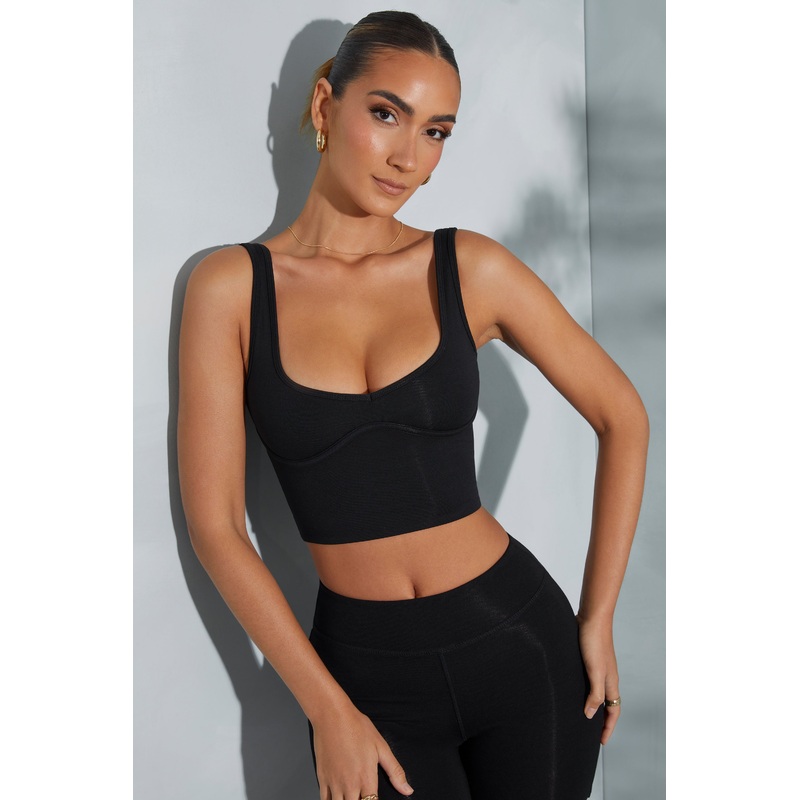 Sweetheart Neckline Crop Top in Black