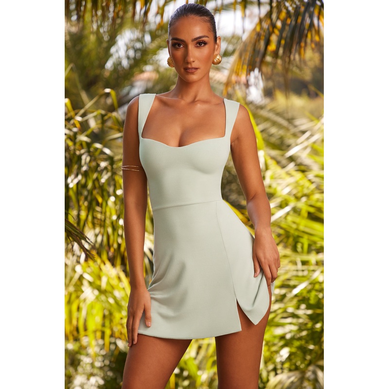 Sweetheart Neckline Mini Dress in Sage