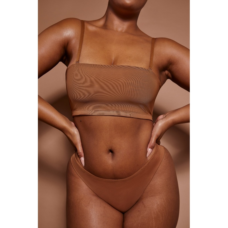 Soft Mesh Bandeau Bra in Almond
