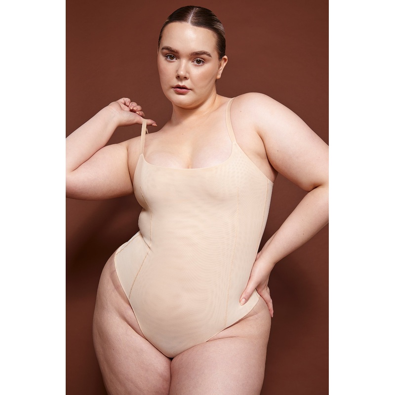 Soft Mesh Bodysuit in Beige
