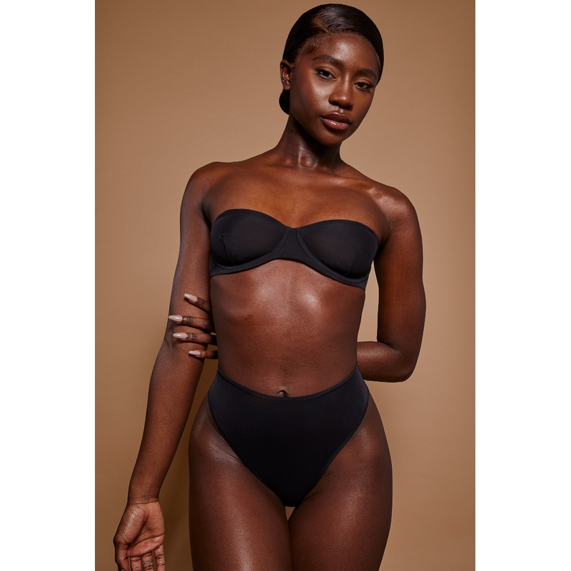 Soft Mesh High Waisted Knicker in Black