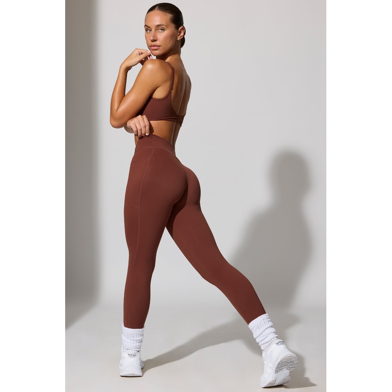 Full Length Leggings with Pockets in Chocolate