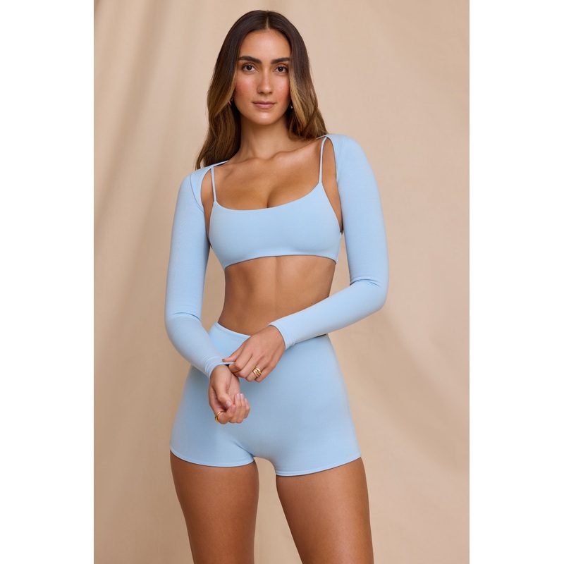 Long Sleeve Shrug in Sky Blue