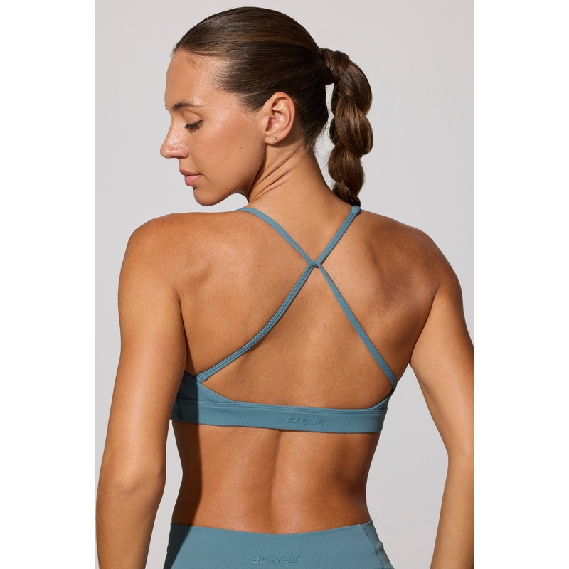 Multiway Twist Front Sports Bra in Slate Blue