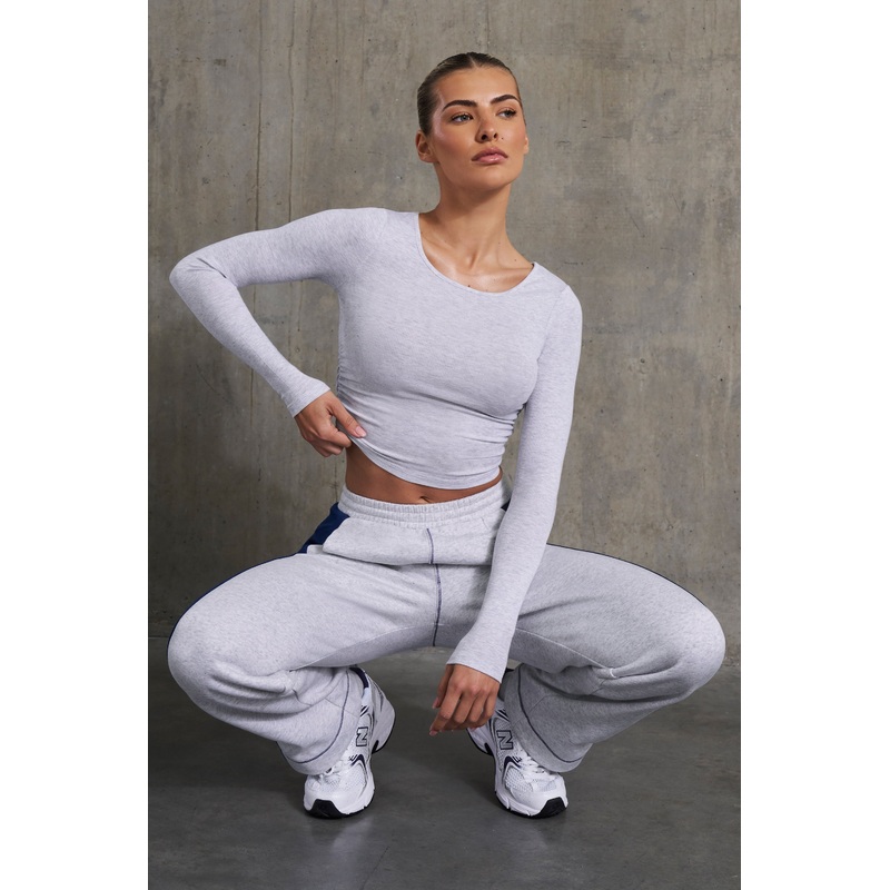 Soft Rib Long Sleeve Top in Heather Grey