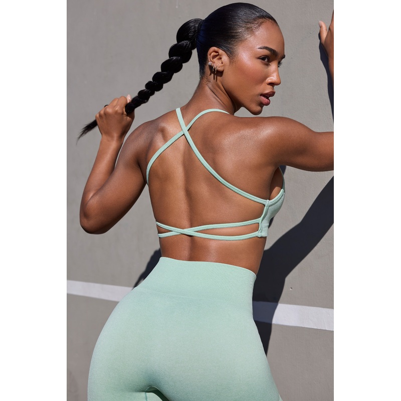 Super Sculpt Seamless Open Back Sports Bra in Pistachio