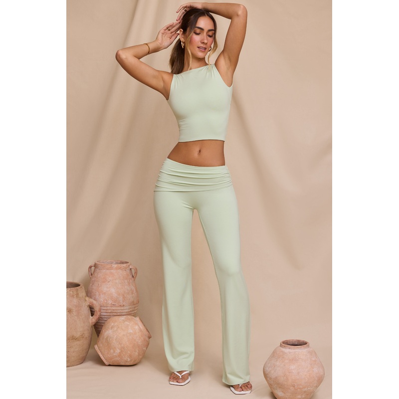 Tall Mid-Rise Straight Leg Trousers in Light Sage