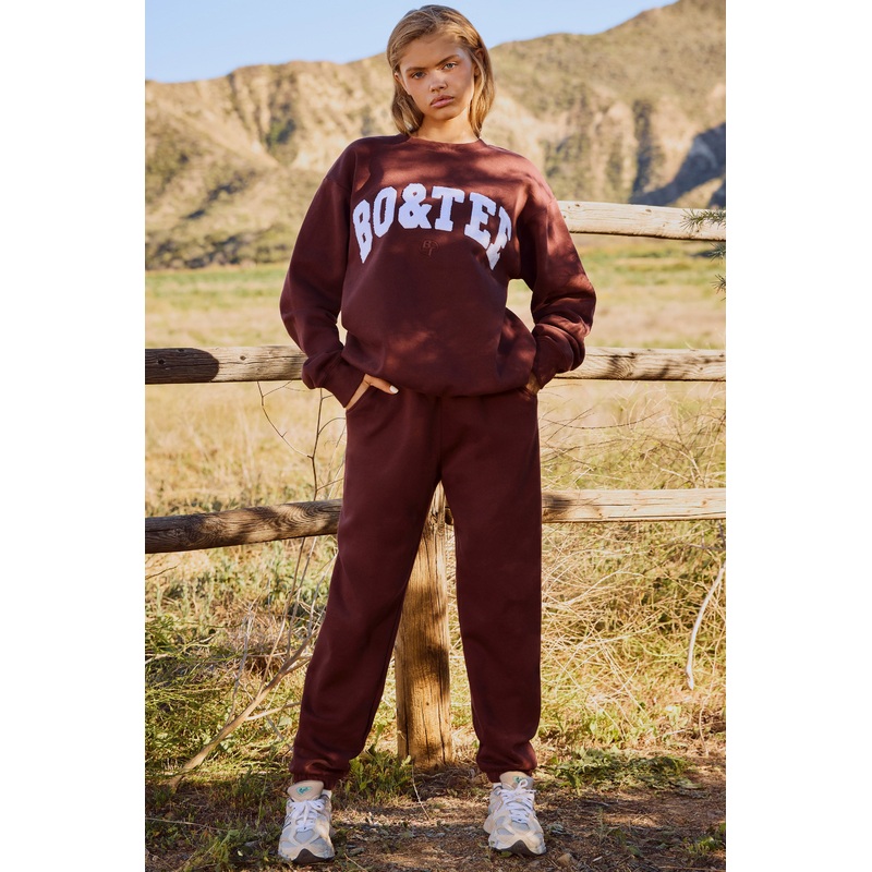 Petite Mid-Rise Joggers in Mahogany
