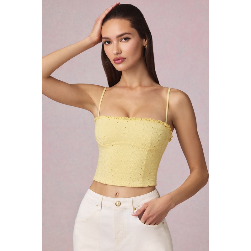 Broderie Anglaise Camisole Top in Lemon Yellow