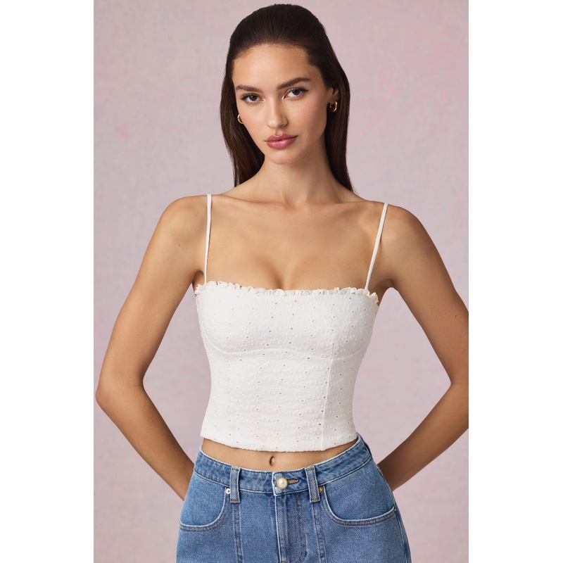 Broderie Anglaise Camisole Top in White