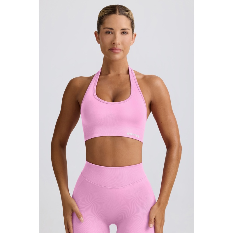 Define Luxe Halterneck Sports Bra in Rose