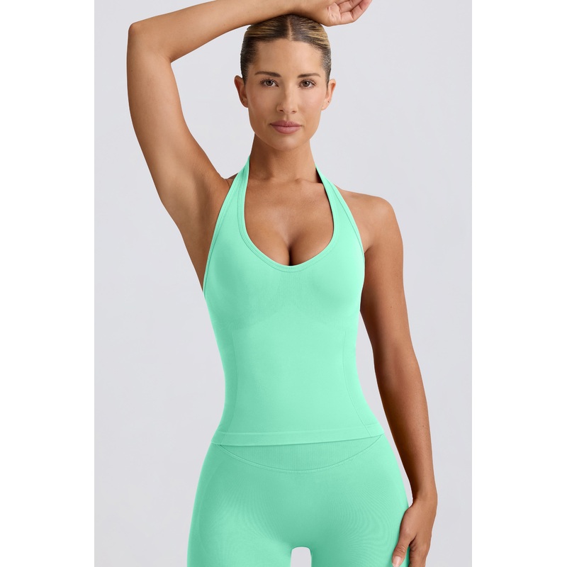 Define Luxe Halterneck Tank Top in Mint