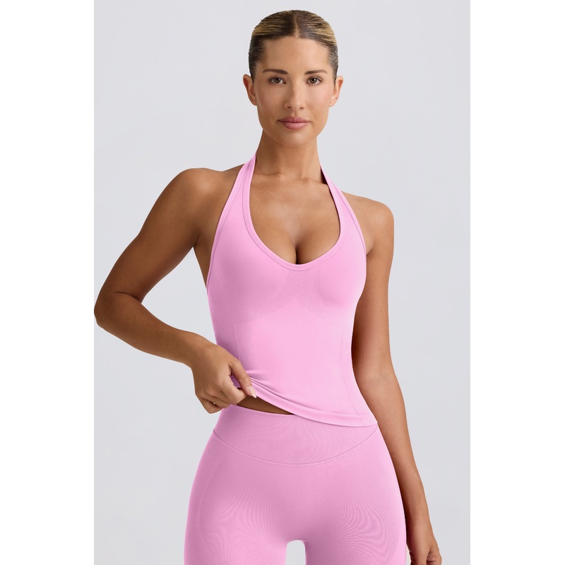 Define Luxe Halterneck Tank Top in Rose