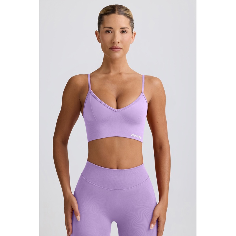 Define Luxe V-Neck Sports Bra in Lilac