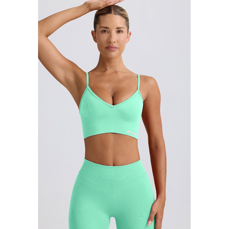Define Luxe V-Neck Sports Bra in Mint