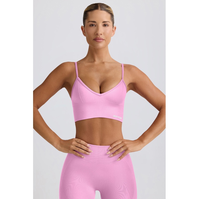 Define Luxe V-Neck Sports Bra in Rose
