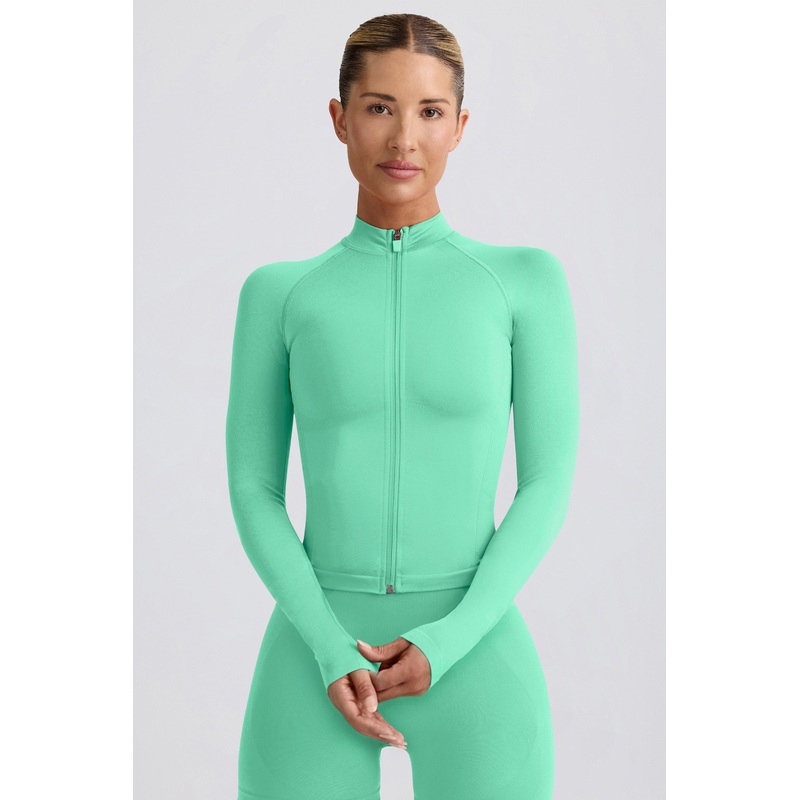 Define Luxe Zip-Up Jacket in Mint