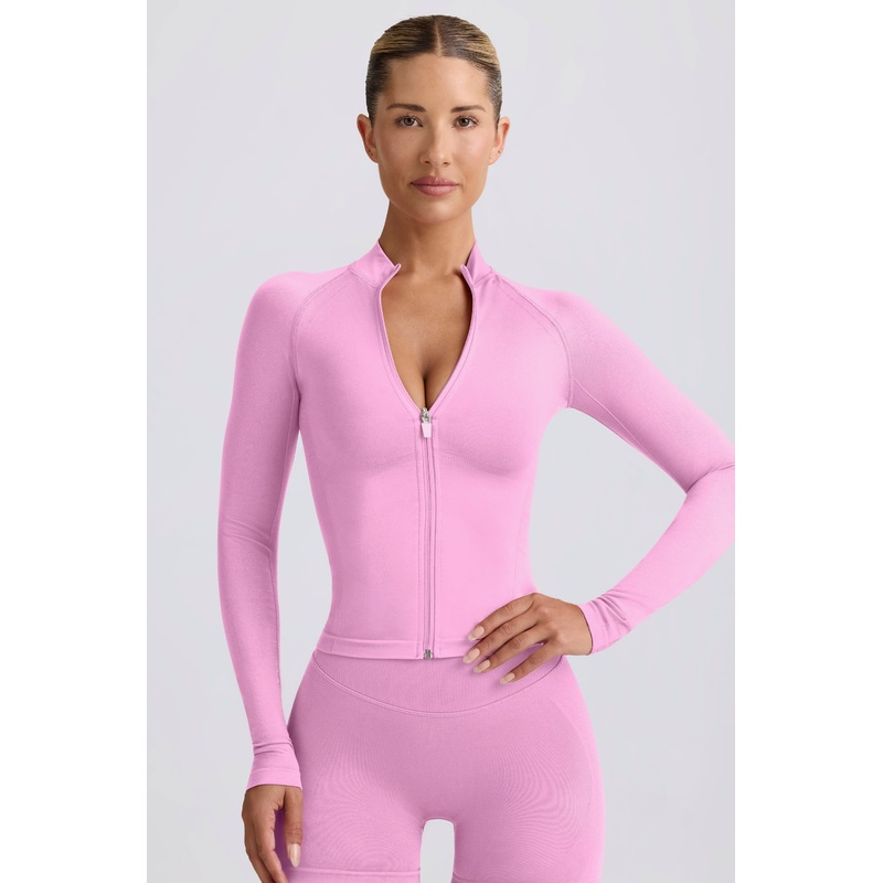 Define Luxe Zip-Up Jacket in Rose
