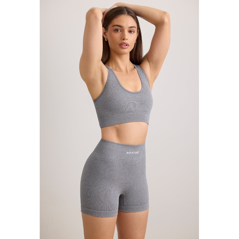 FlexiRib Mini Shorts in Grey Melange